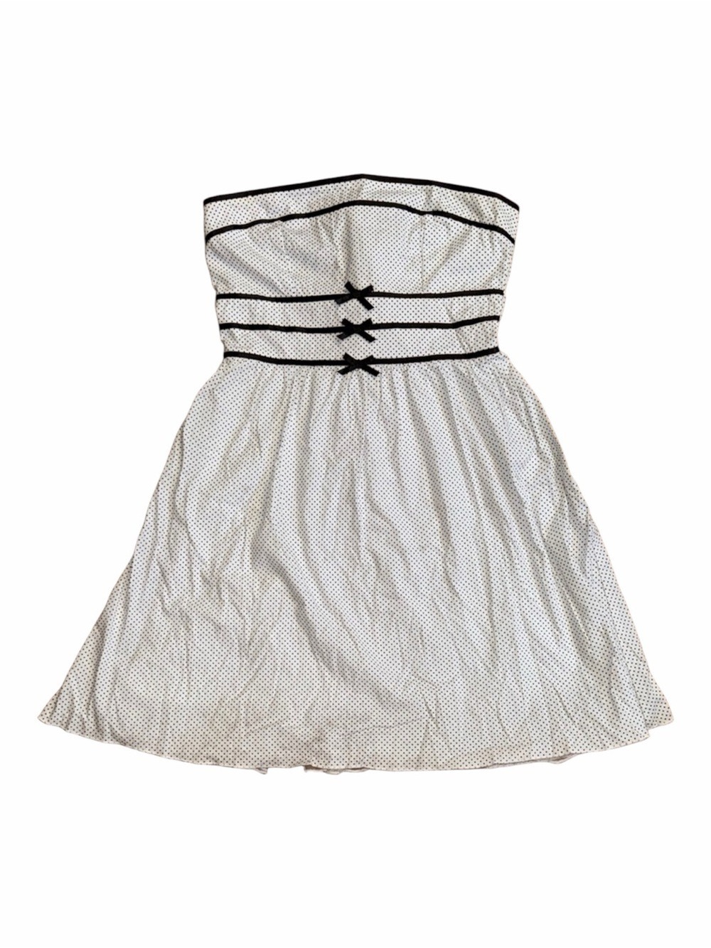 Maurices Black White Polka Dot Strapless Fit Flare Dress 1/2
